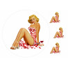 Pin-up model with rose petals - Edible cake topper