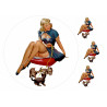 Pin-up model playing with kittens - Edible cake topper