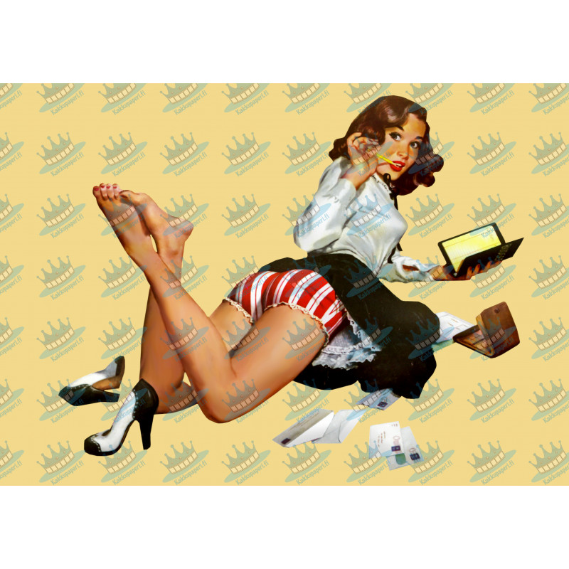 Pin-up model and envelopes - Edible cake topper