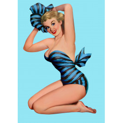 Pin-up model wearing a beach outfit - Edible cake topper