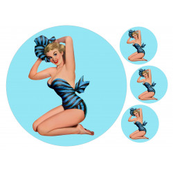 Pin-up model wearing a beach outfit - Edible cake topper