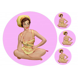 Pin-up model wearing a chef's outfit - Edible cake topper