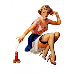 Pin-up model with a firework - Edible cake topper