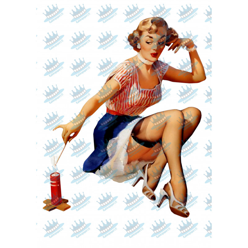 Pin-up model with a firework - Edible cake topper