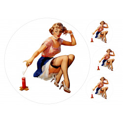 Pin-up model with a firework - Edible cake topper