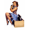 Pin-up model with dogs - Edible cake topper