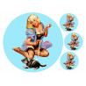 Pin-up model playing with a kitten - Edible cake topper