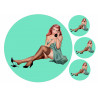 Pin-up model on the phone - Edible cake topper