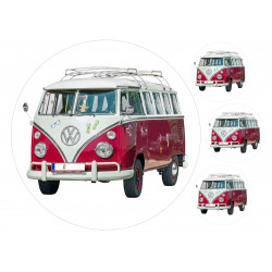 Volkswagen red Kleinbus - Edible cake topper