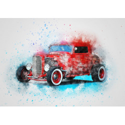 Old car painting - Edible cake topper