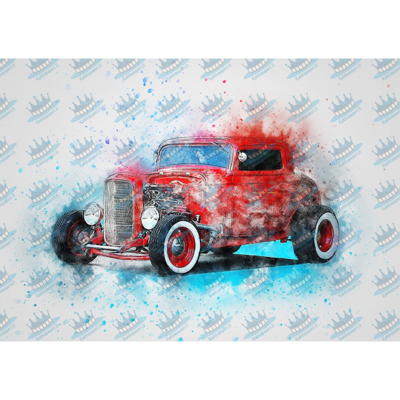 Old car painting - Edible cake topper