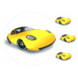 Yellow Porsche - Edible cake topper