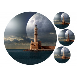 Lighthouse and moon - Edible cake topper