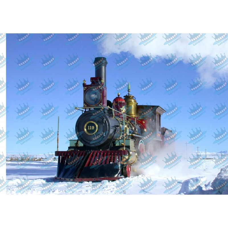 Steam locomotive in winter - Edible cake topper