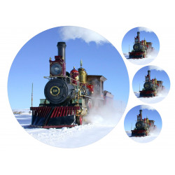 Steam locomotive in winter - Edible cake topper