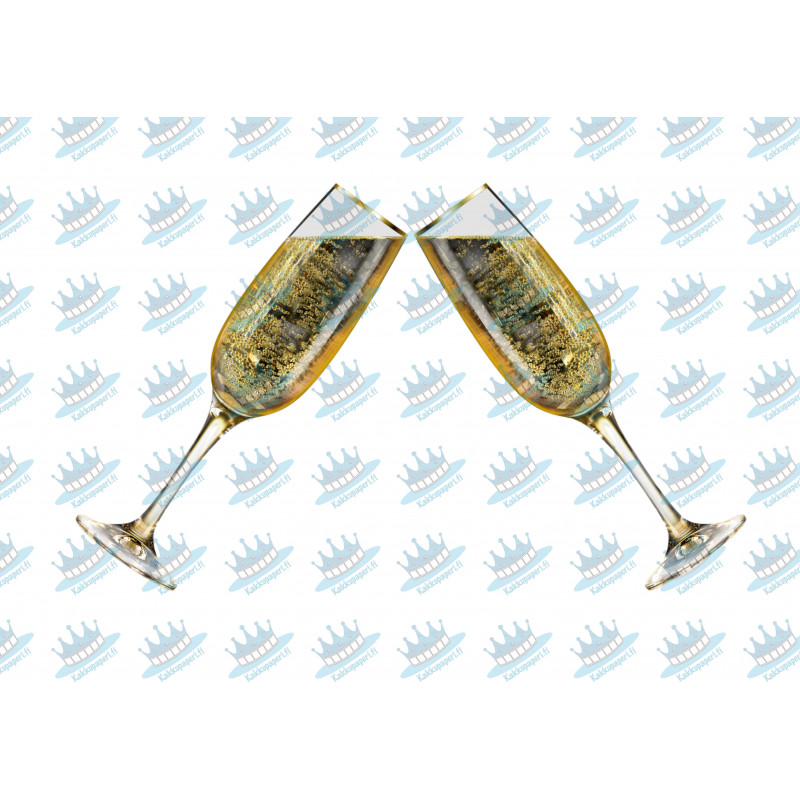 Glasses of champagne - edible cake topper