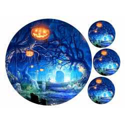 Halloween Cake topper - Halloween graveyard in the forest  - Edible cake topper