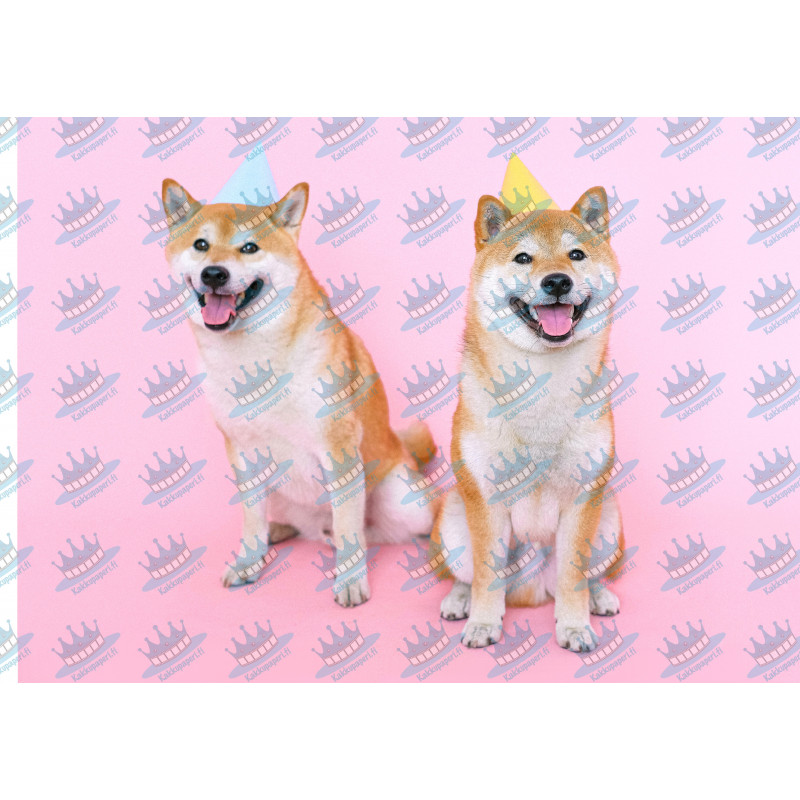 Partying Shiba Inu dogs - Edible cake topper