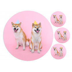 Partying Shiba Inu dogs - Edible cake topper