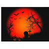 Halloween Cake topper - Halloween pumpkins in the graveyard - Edible cake topper