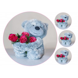 Bear with roses - Edible cake topper