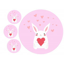 Heart Bunny - En ätbar tårtbild för en tårta