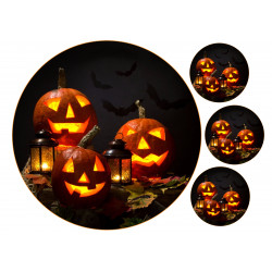 Halloween Cake topper - Pumpkins and lanterns - Edible cake topper