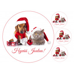 Christmas cat and dog - edible cake topper