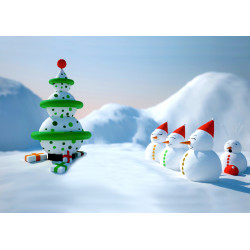 Snowmen and Christmas tree - edible cake topper