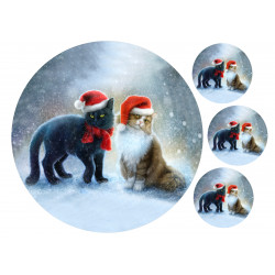 Christmas cats - edible cake topper