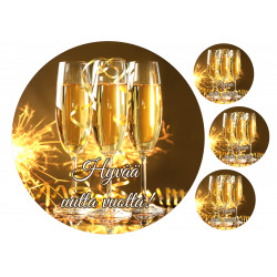 New Year's champagne glasses - edible cake topper