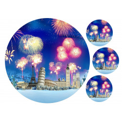 New Year's fireworks - edible cake topper