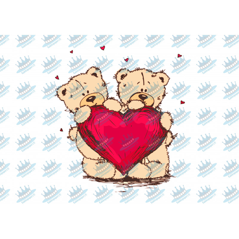 Heart teddy bears - Edible cake topper