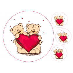 Heart teddy bears - Edible cake topper