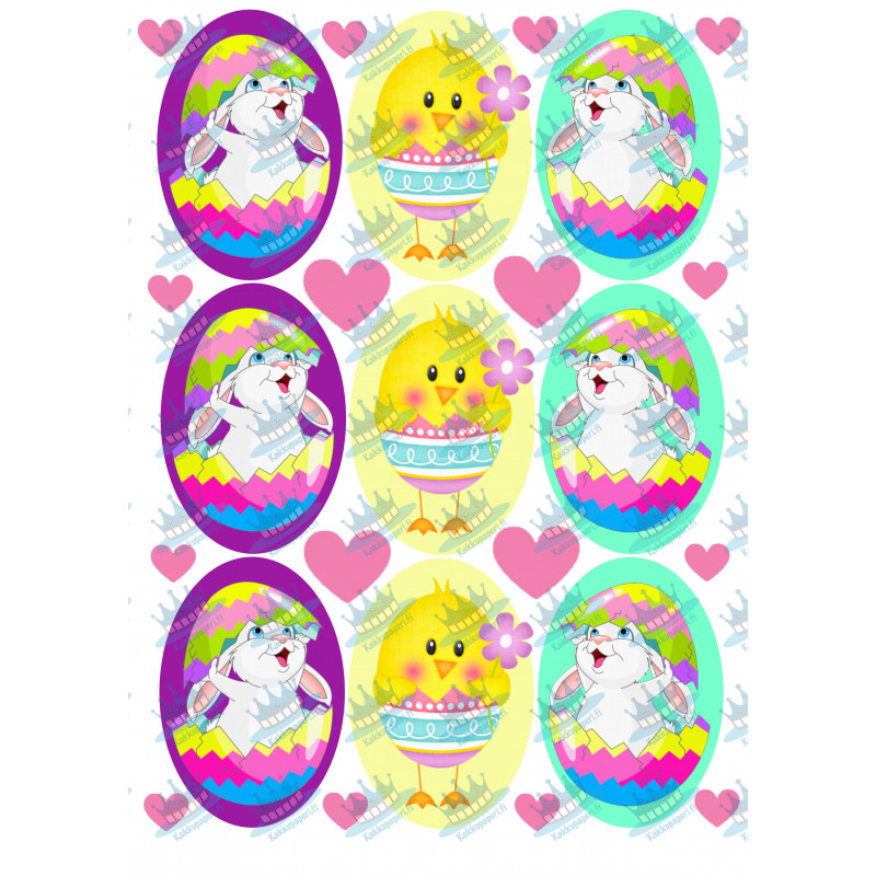 Easter - Easter eggs featuring bunnies and chicks - Edible cup cake...