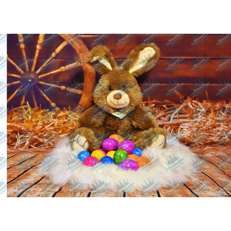 Easter - Bunny plush and easter eggs - edible cake topper