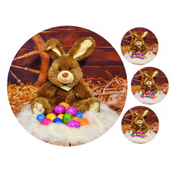 Easter - Bunny plush and easter eggs - edible cake topper