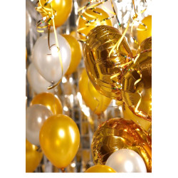 Gold and white party balloons - Edible cake topper