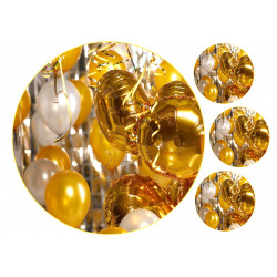 Gold and white party balloons - Edible cake topper