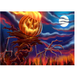 Halloween Cake topper - Flaming pumpkin  - Edible cake topper