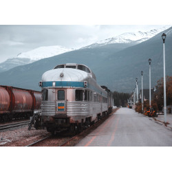 Train and mountains - Edible cake topper