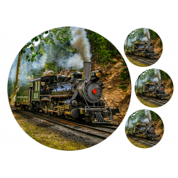 Steam locomotive in forest - Edible cake topper