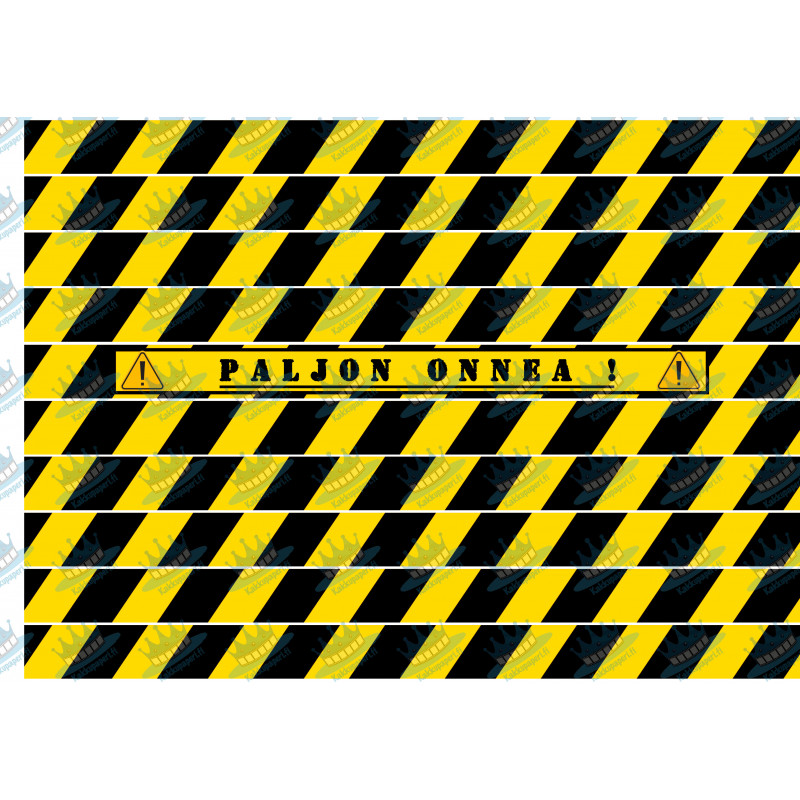 Edible hazard stripe with text (A4 2x29cm total 290cm)