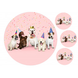 Dogs Party Hats and Confetti - Edible cake topper