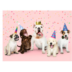 Dogs Party Hats and Confetti - Edible cake topper