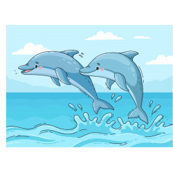 Dolphins Hand Drawn - Edible cake topper