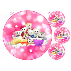 Ti-Ti Nalle - Group pink, edible cake topper