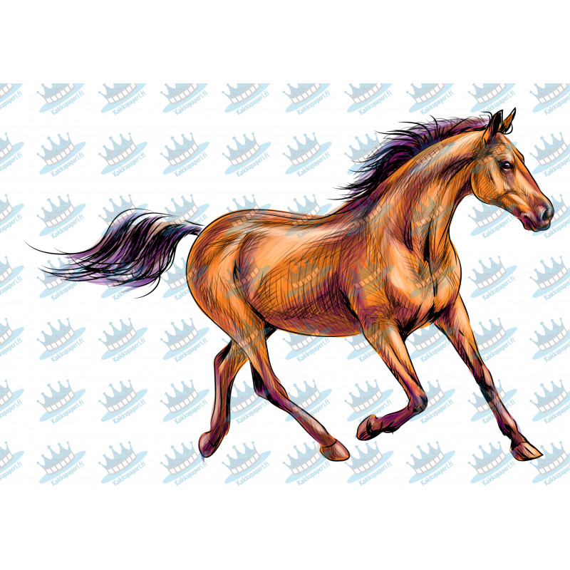 Horse Galloping Drawing - Edible cake topper