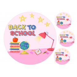 Back To School Desk Pink - Edible cake topper