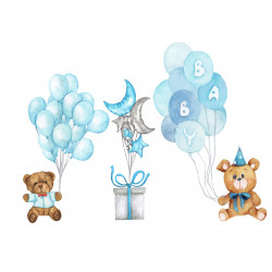 Teddy Balloons - Edible cake topper